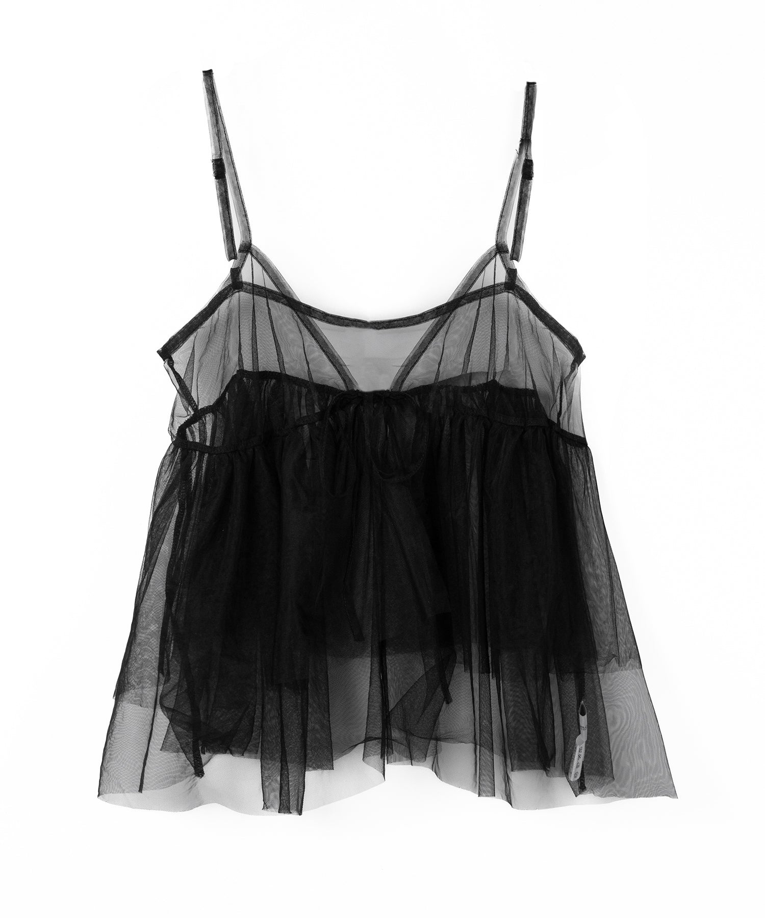フロントリボンチュールキャミソール ／ front ribbon tulle camisole