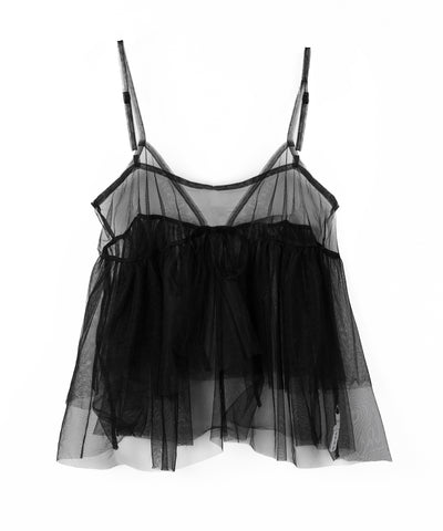 フロントリボンチュールキャミソール ／ front ribbon tulle camisole