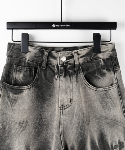 【 ４size 】ヴィンテージタイダイブリーチワイドデニム ／ vintage bleached tie-dye wide denim