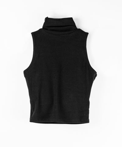 【 裏微起毛 ／ 2点セット 】ハイネックノースリーブトップス ＋ ショートカーディガン SET ／ high neck nosleeve tops + short cardigan SET