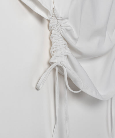 【 ２color 】サイドシャーリングリボン半袖ショートＴシャツ ／ side shirring ribbon short Tee