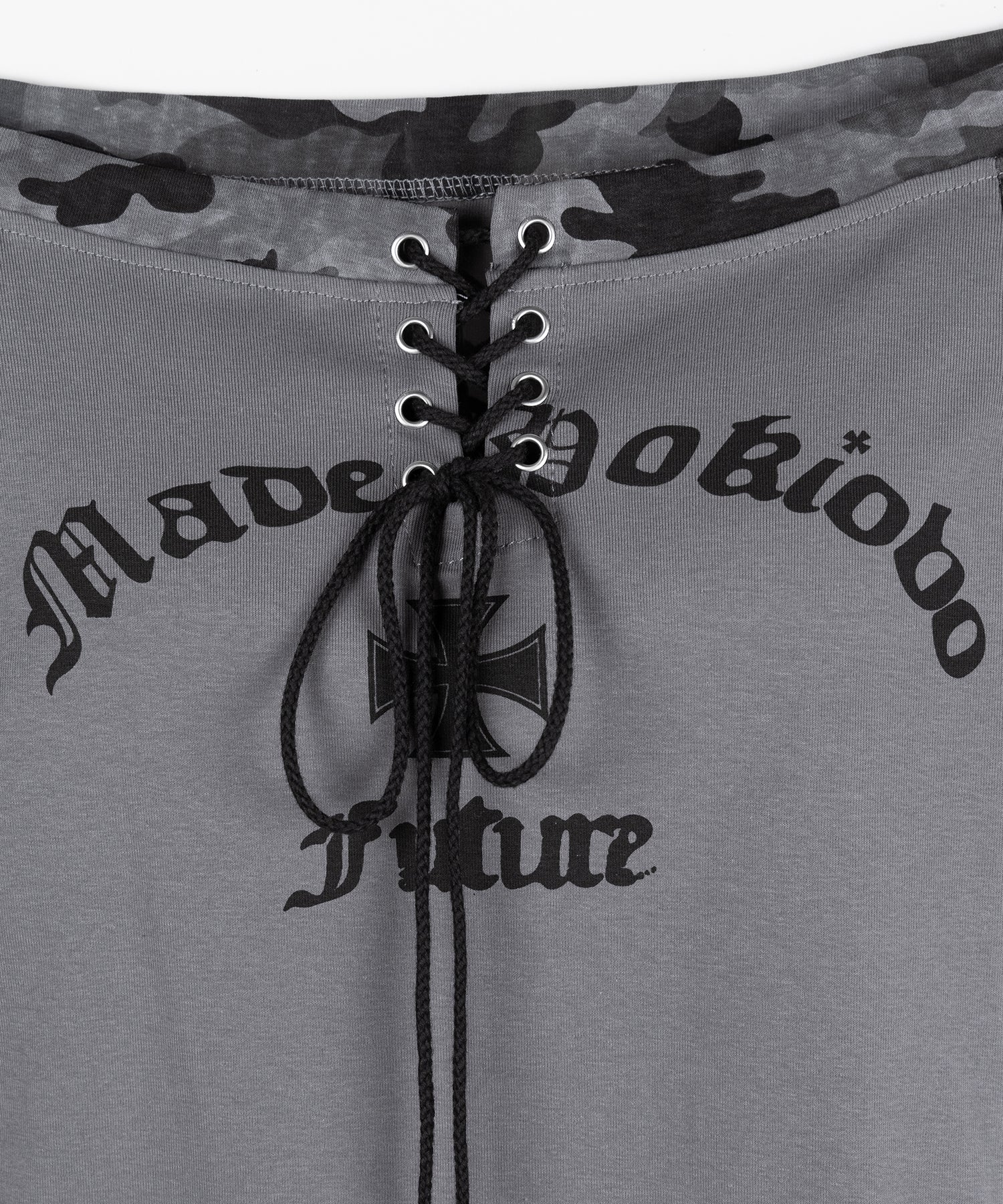 半袖ヴィンテージカモフラロゴオフショルTシャツ ／ short sleeve vintage camouflage logo off-shoulderT-shirt