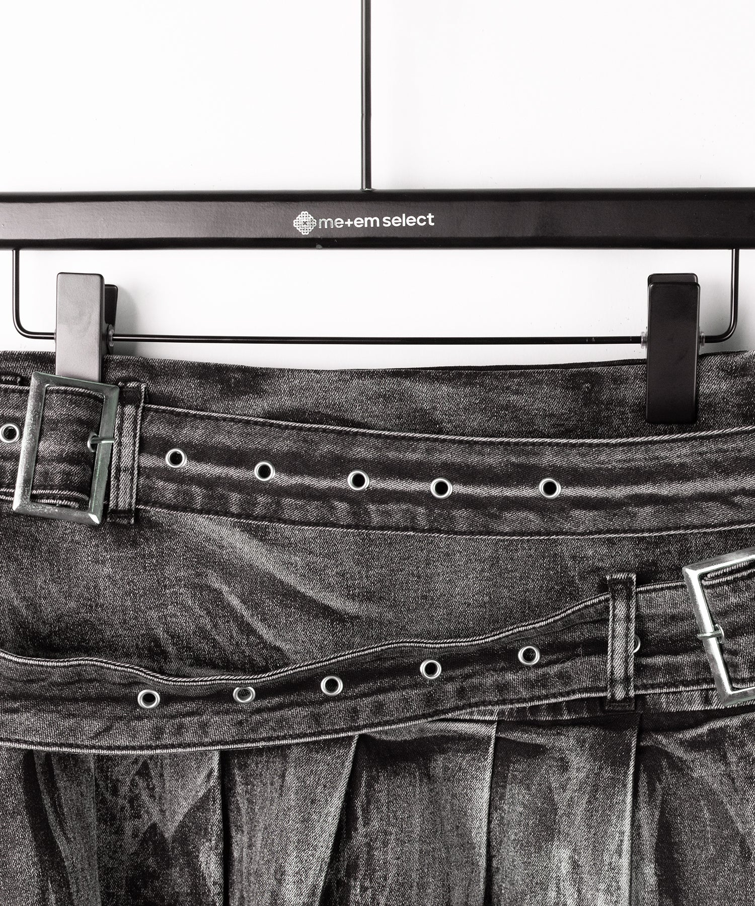 インパン裏地付 】ダブルベルトヴィンテージデニムプリーツミニ