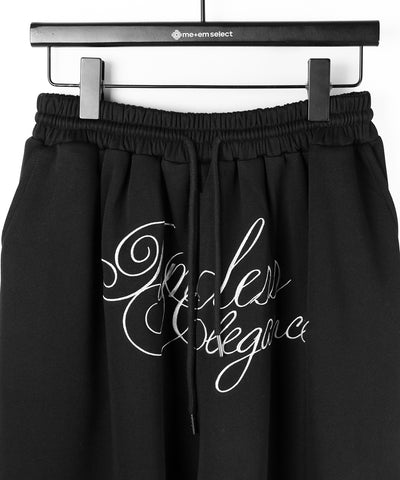 フロントレタリングロゴ刺繍ワイドスウェットパンツ ／ front lettering logo embroidery wide sweatpants