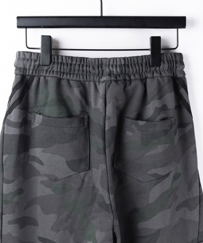 【 裾絞り可能２WAY 】カモフラヴィンテージサイドラインタックワイドスウェットパンツ ／ camouflage vintage side line tuck wide sweatpants