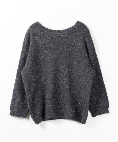 【 ２WAY 】ベロアリボンスパングルオーバーニット ／ velor ribbon spangle over knit