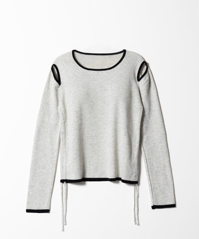 【 ４color 】パイピングカットアウトサイドリボンニットトップス