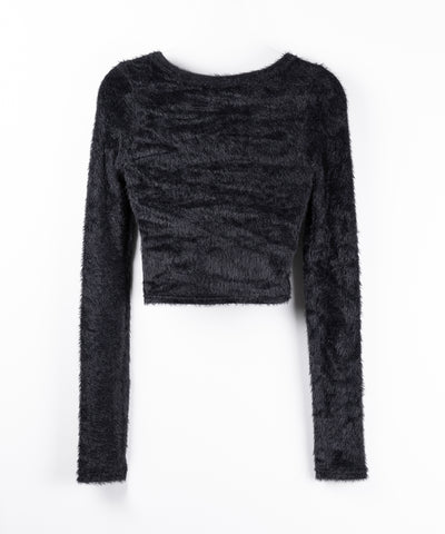 フロントジップショートシャギートップス／ front zip short shaggy tops