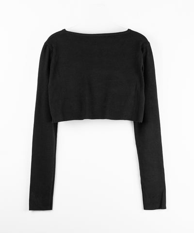 ミニボタンショートリブニットカーディガン ／ mini button short rib knit cardigan