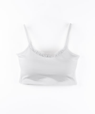 【 ２点セット 】レイヤードレースキャミソール ＋ スクエアネックフロントボタンTシャツ SET