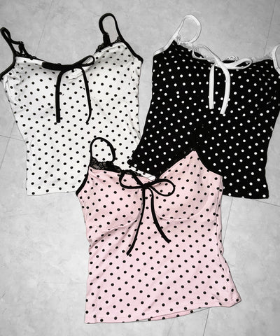 ドットレースリボンキャミソール ／ dot lace ribbon camiole