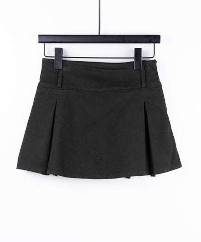 【 ２color ／ ３size 】ヴィンテージライクリボンデニムミニスカパン ／ vintage like ribbon denim mini skirt pants