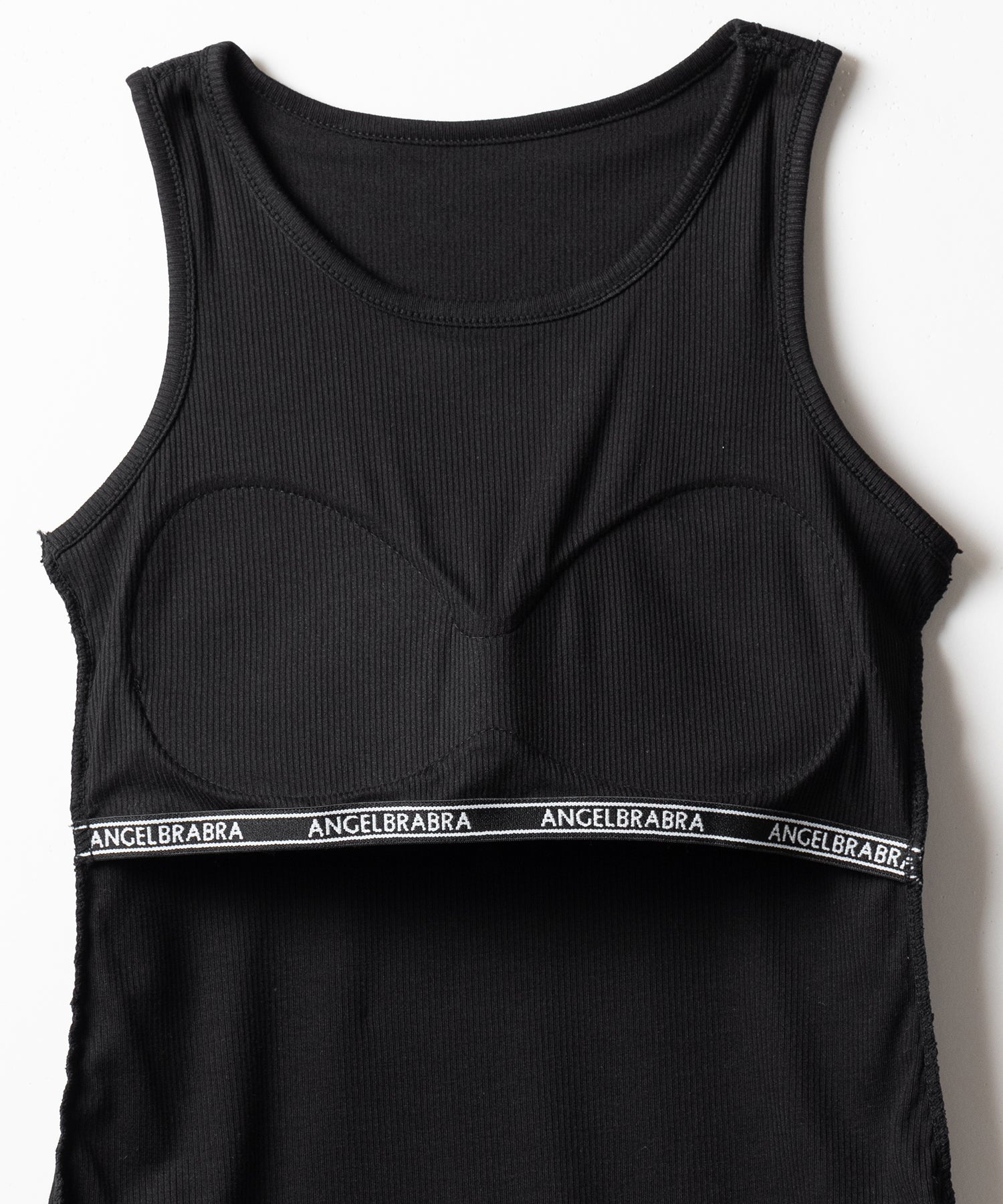 ラインストーンロゴリブタンクトップ／Rhinestone logo ribbed tank top