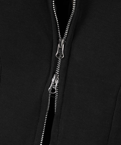 【 ２color 】ダブルジップコルセットスクエアネックロンＴ ／ double zip corset square neck longsleeve T-Shirt