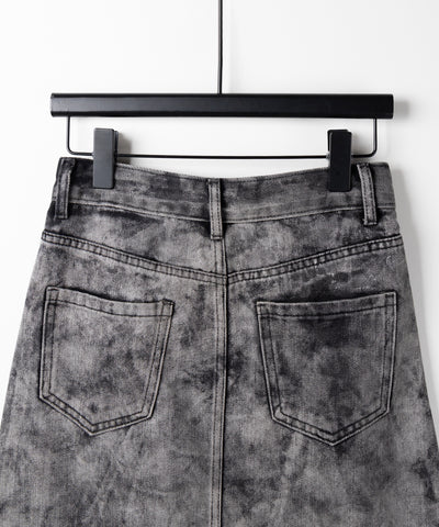 【 ３SIZE 】クラッシュブリーチセンタースリットカーゴデニムスカート ／ crash bleach center slit cargo denim skirt