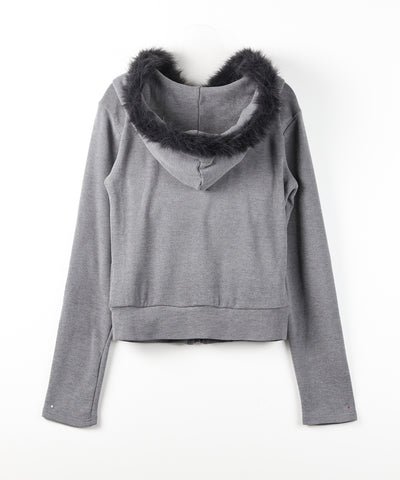 【 ３color 】ファーフードジップアップパーカー ／ fur zipup hoodie