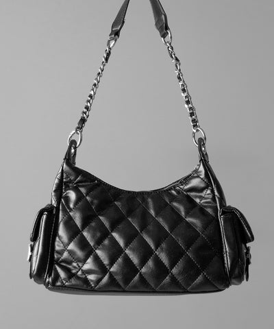【 ２WAY 】アウトポケットキルティングチェーンショルダーバッグ ／ 2WAY out pocket quilting chain shoulder bag
