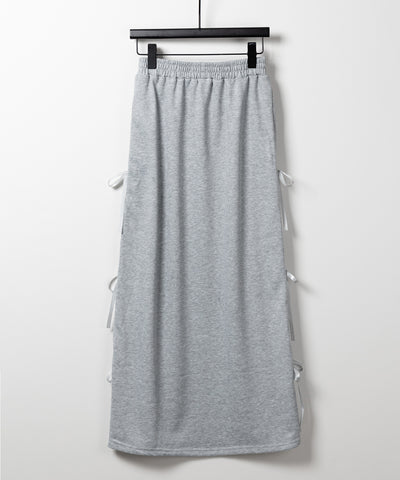 【 ２color 】３ストラップサイドリボンロングスウェットスカート／ three strap side ribbon long sweat skirt