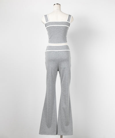 【 セットアップ】フロントボタンパイピングビスチェ＋ フレアパンツ ＳＥＴ ／ 【 SETUP 】front button piping buister ＋ flare pants SET