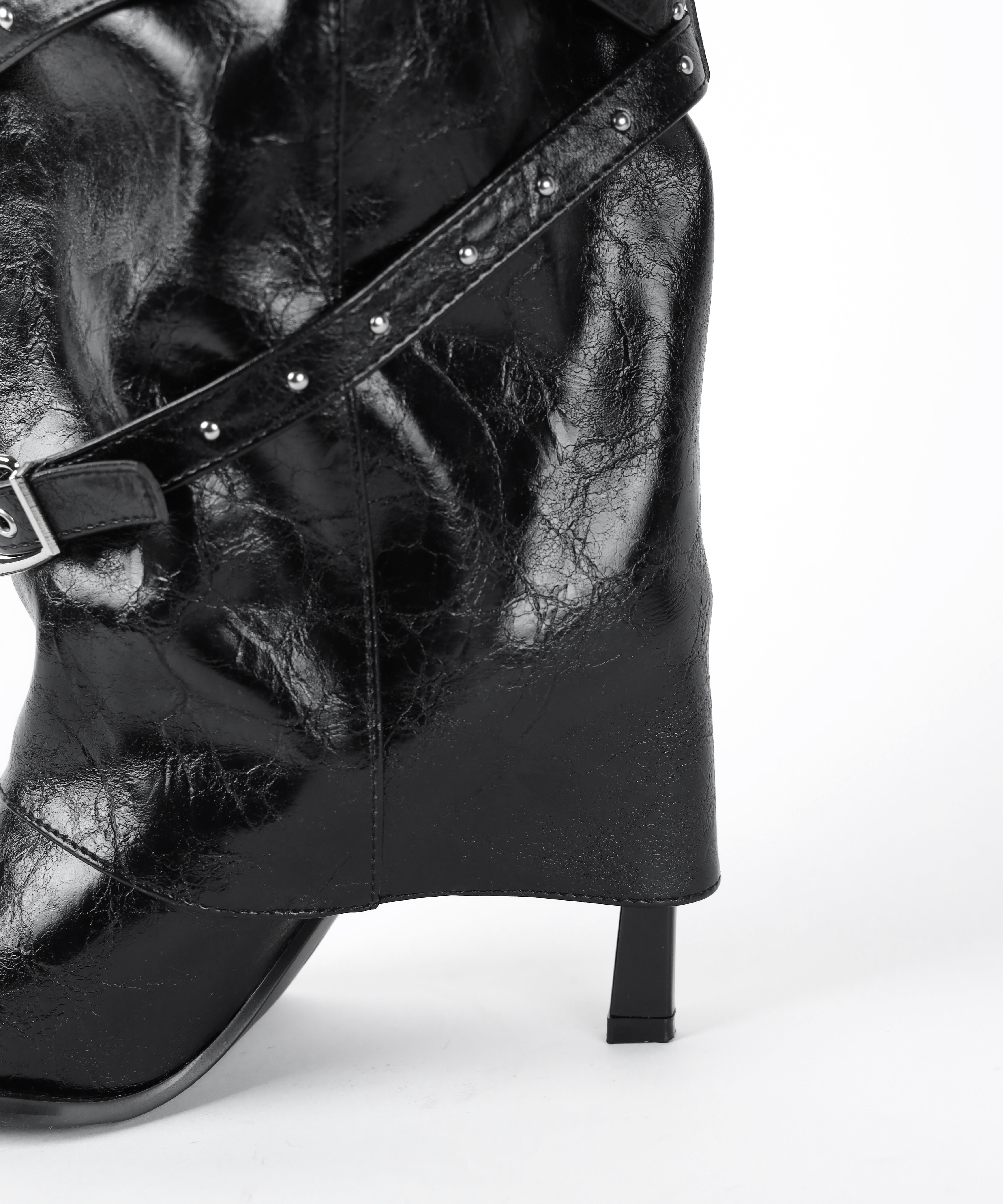 ヴィンテージレザーベルテッドロングカバーブーツ ／vintage leather belted long cover boots