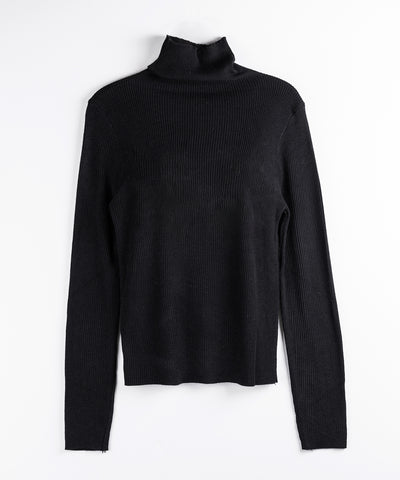 ハイネックスリムリブニットトップス ／ highneck slim lib knit tops