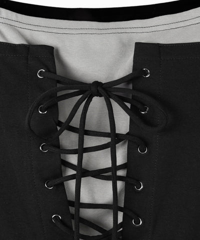 レースアップコルセットリボンオフショルトップス ／ laceup corset ribbon off shoulder tops