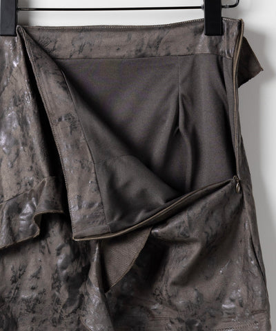 【 ２color 】ヴィンテージスエードアシンメトリーフリルミニスカート／ vintage suede asymmetry frill mini skirt