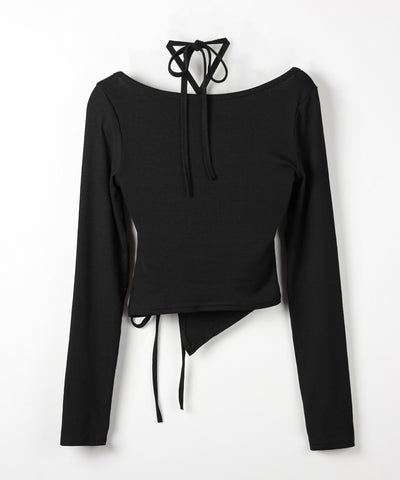 クロスリボンスクエアネック長袖Ｔシャツ ／ cross ribbon square neck long sleeve T-shirts