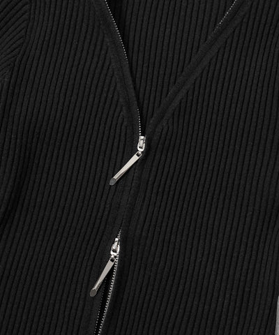 ダブルジップスリムリブニットカーディガン ／ double zip slim rib knit cardigan