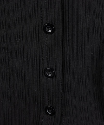 フロントボタン半袖リブカーデトップス ／ front button short sleeve lib cardigan tops