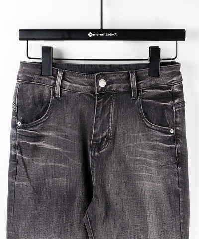 【 ２color ／ ４size 】クロスデザインヴィンテージライクフリンジストレッチフレアデニム ／ cross design vintage-like fringe stretch flare denim