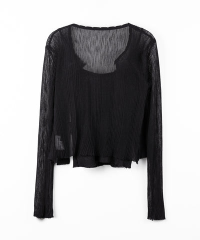 【 2点セット 】フロントレースシアーニットキャミソール ＋カーディガン SET / front lace sheer knit camisole + cardigan set