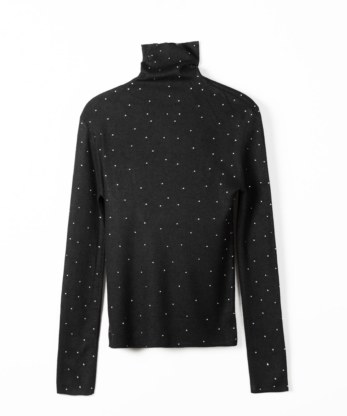 ラインストーンタートルニットトップス ／ Rhinestone turtleneck knit tops