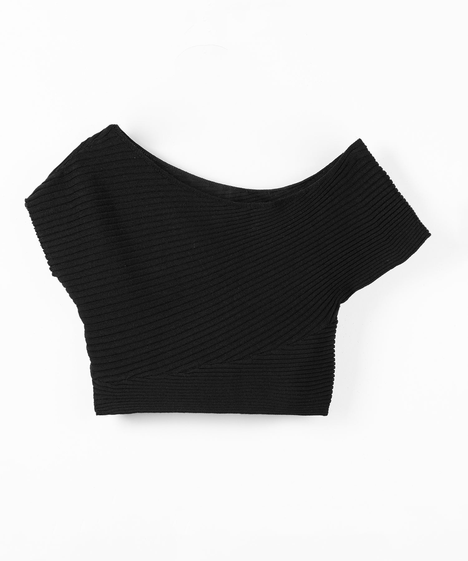 レタリングロゴワンショルリブニット ／ lettering logo oneshoulder lib knit