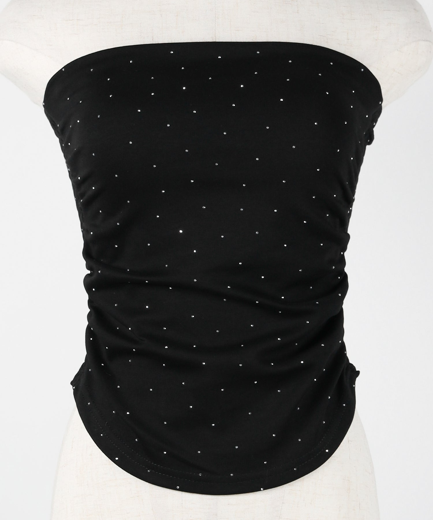 【 セットアップ 】ラインストーンベアトップ＋ハイウエストショートパンツ SET ／ 【 SETUP 】Rhinestone bare tops ＋ high waist short pants SET