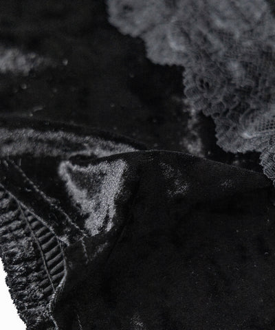 【 カップ付き 】ダブルレースベロアショートビスチェキャミソール ／ double lace velor short bustier camisole