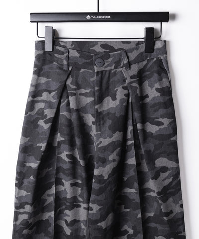 【 ２color ／ ４size 】ダブルタックヴィンテージカモフラージュワイドパンツ ／ double tuck vintage camouflage wide pants