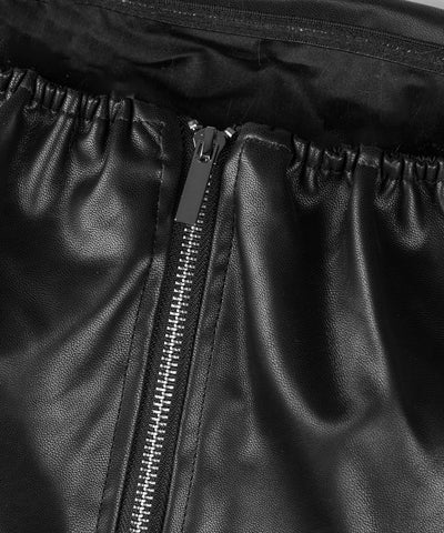 【 ２color 】アシンメトリー切替フェイクレザービスチェ ／ asymmetry switching fake leather bustier
