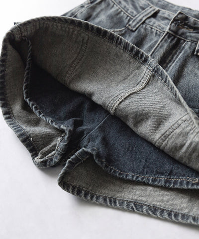 【 ３size ／ ２color 】ダブルポケットヴィンテージカーゴデニムミニスカパン ／ double pocket vintage cargo denim mini skirt pants