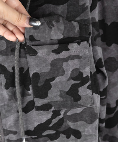 ヴィンテージカモフラアウトポケットジップロンT ／ vintage camouflage out pocket zip longsleeve T-shirt