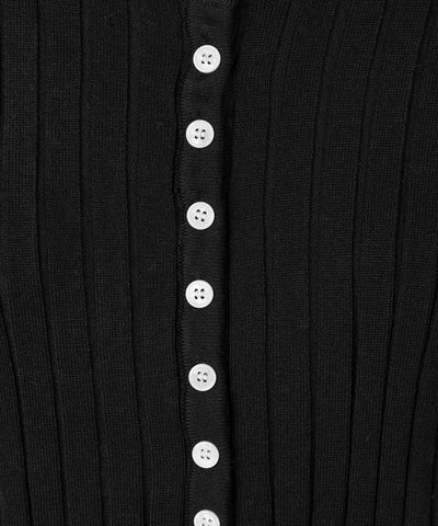 スリムフィットヘンリーネックリブトップス ／ slim fit henley neck ribbed tops