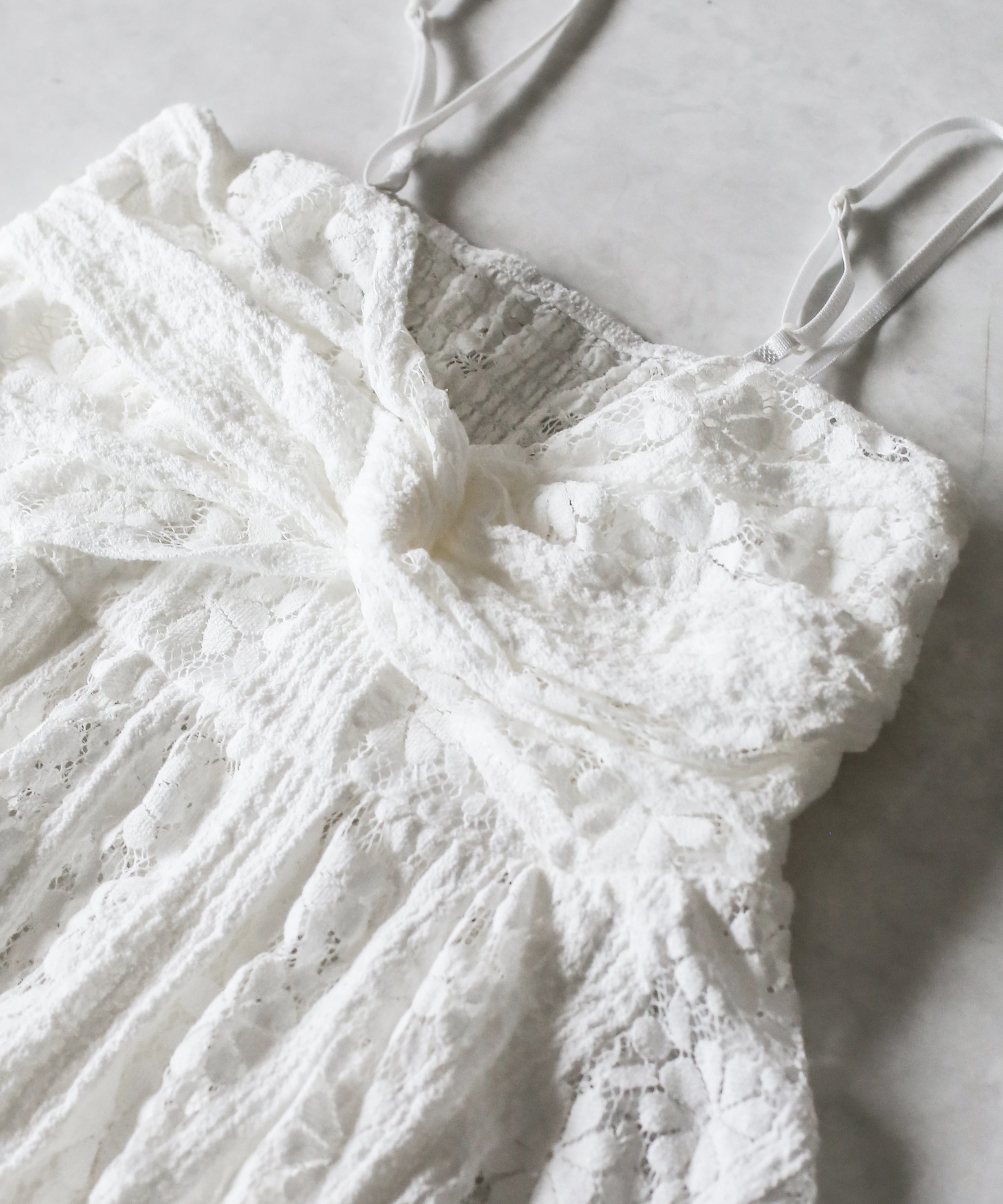 フロントリボンレースフレアキャミチュニック ／ front ribbon lace flare camisole tunic