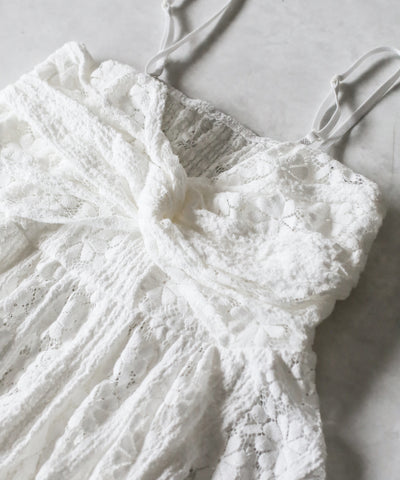 フロントリボンレースフレアキャミチュニック ／ front ribbon lace flare camisole tunic