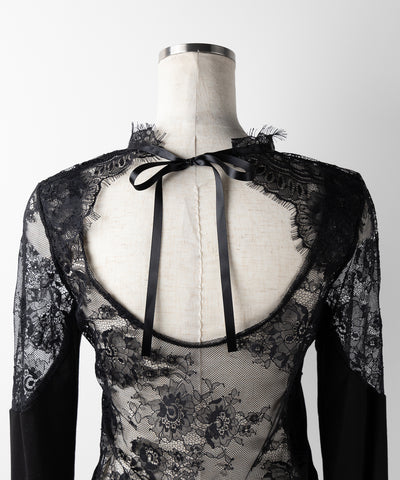 【 １color 】Y‐ストラップチョーカーレースドッキングトップス ／ Y-strap choker lace docking tops