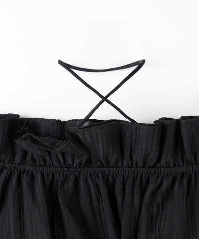 【 ２color ／ ２WAY 】ウエストシャーリングシアーフリルオフショルブラウス ／ waist shirring sheer frill off shoulder blouse