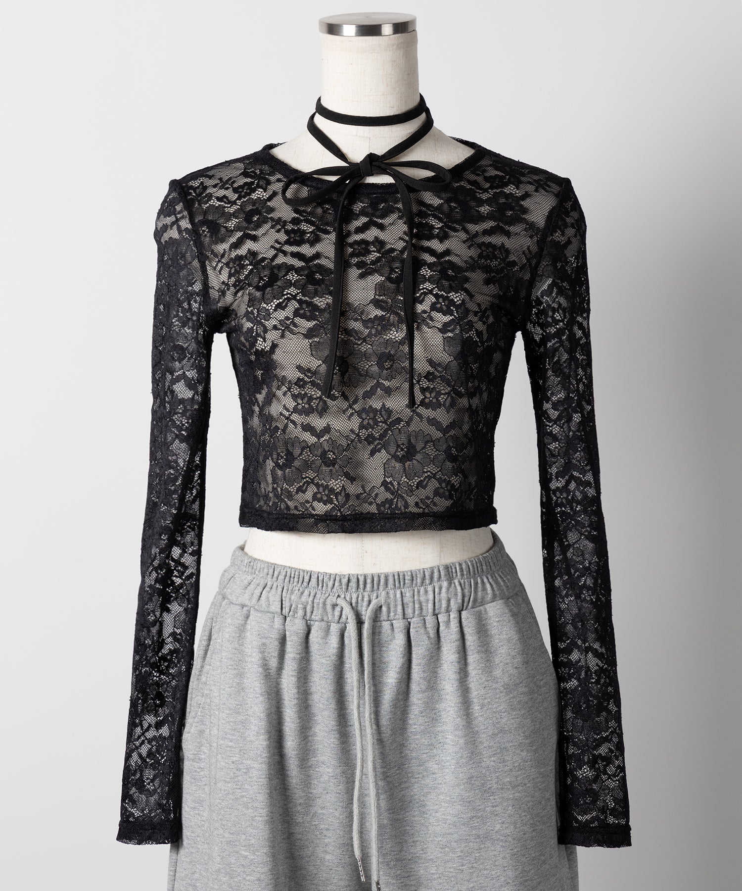 【 ２color 】ストラップリボンショートレーストップス ／ strap ribbon short lace tops