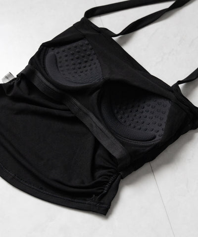 【 ３color ／ カップ付 】ロングチョーカークロスネックキャミソール ／ long choker cross neck camisole