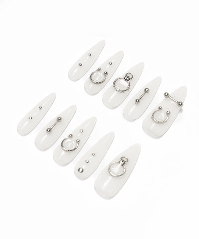 ボディピアスデザインロングネイルチップ ／ body pierce design long nail tips
