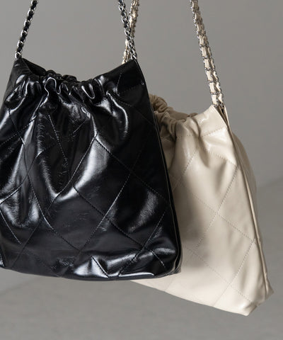 【 ２color 】キルティングチェーントートショルダーバッグ ／ quilting chain tote shoulder bag