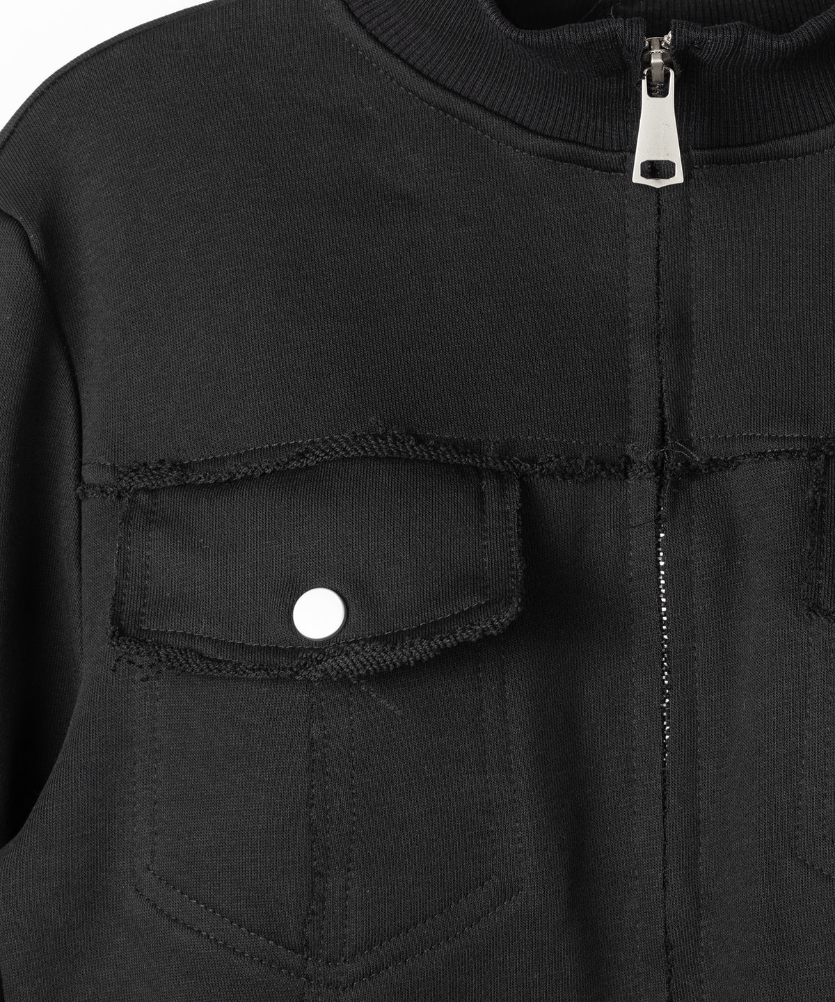 ダブルジップアウトポケット裏毛スリムジャケット ／ Double-zip outer pocket sweat slim jacket